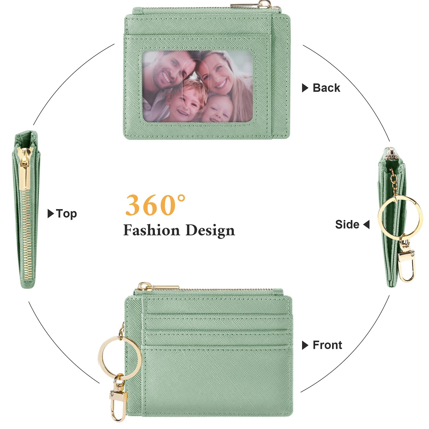 Slim Front Pocket Wallet for Women - RFID Blocking Credit Card Holder with Keychain | Minimalist Leather Card Case for ID, Cash & Keys | Perfect for Travel, Shopping & Everyday Use