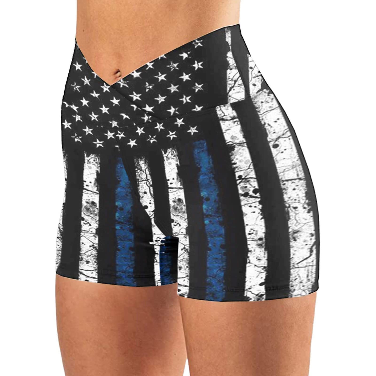 Women's High Waisted Criss Cross Wrap Shorts - Trendy Summer & Fall Graphic Shorts for Women - Perfect for Beach, Gym, and Casual Outfits