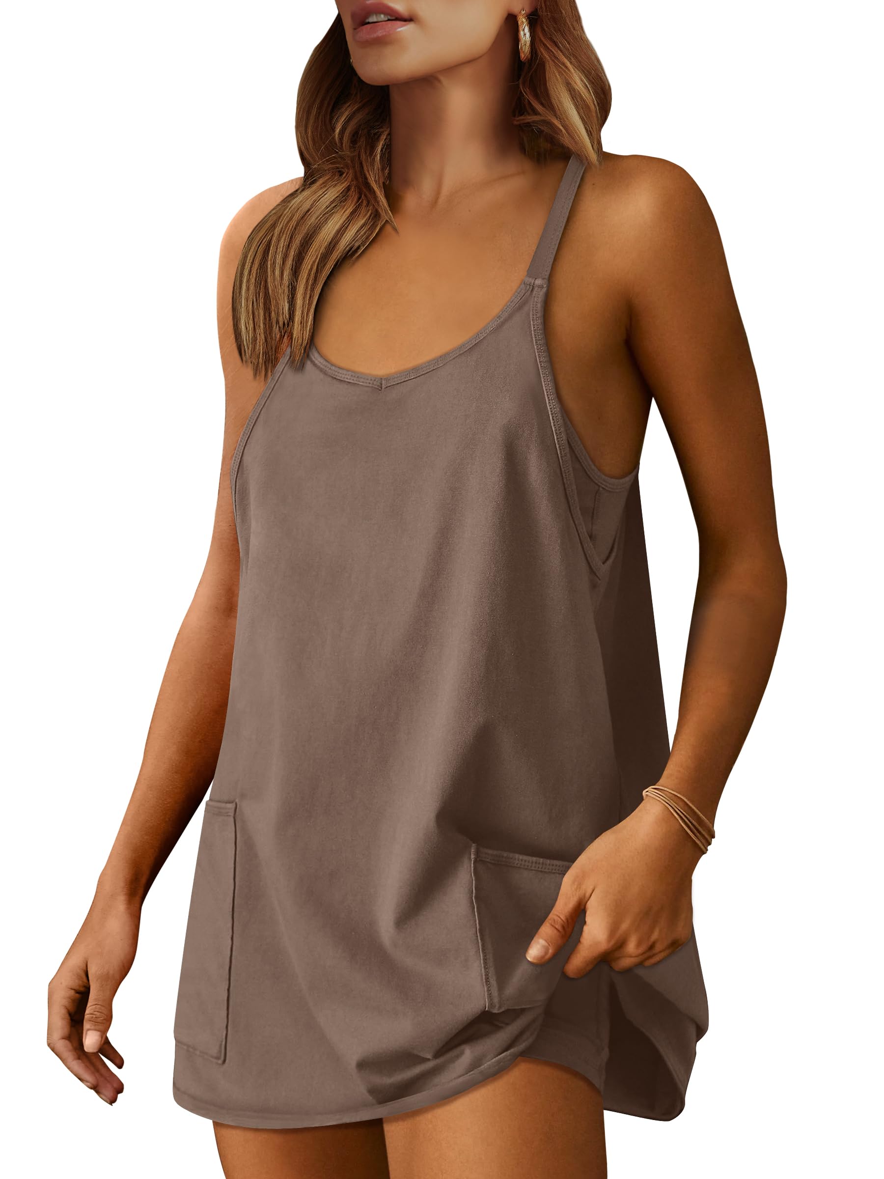 ANRABESS Women's Athletic Dress - Summer Tennis Workout Active Sports Mini Romper with Built-in Shorts | Travel & Vacation Clothes | Perfect for Gym, Running, Yoga and Beach Outings
