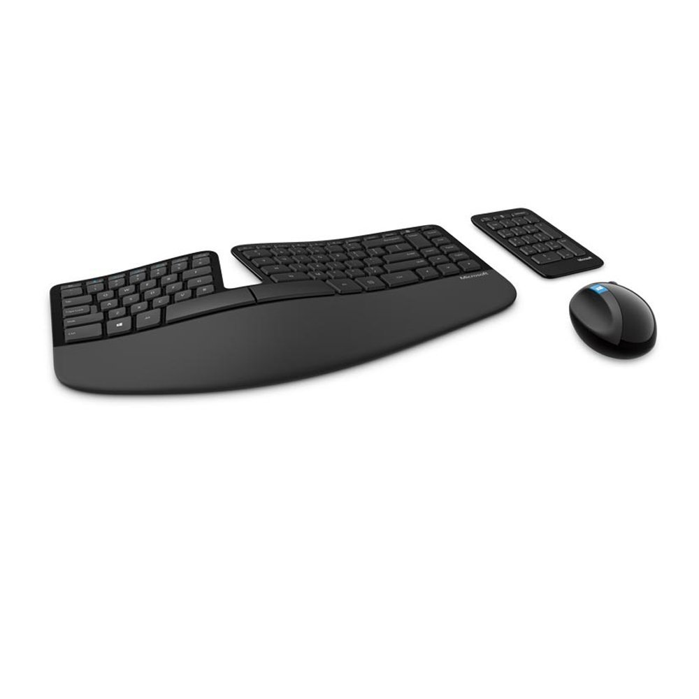 Microsoft Sculpt Ergonomic Wireless Keyboard and Mouse Combo - Black | Split Design, Palm Rest | Comfortable for Office Work, Long Typing Sessions & Home Computing