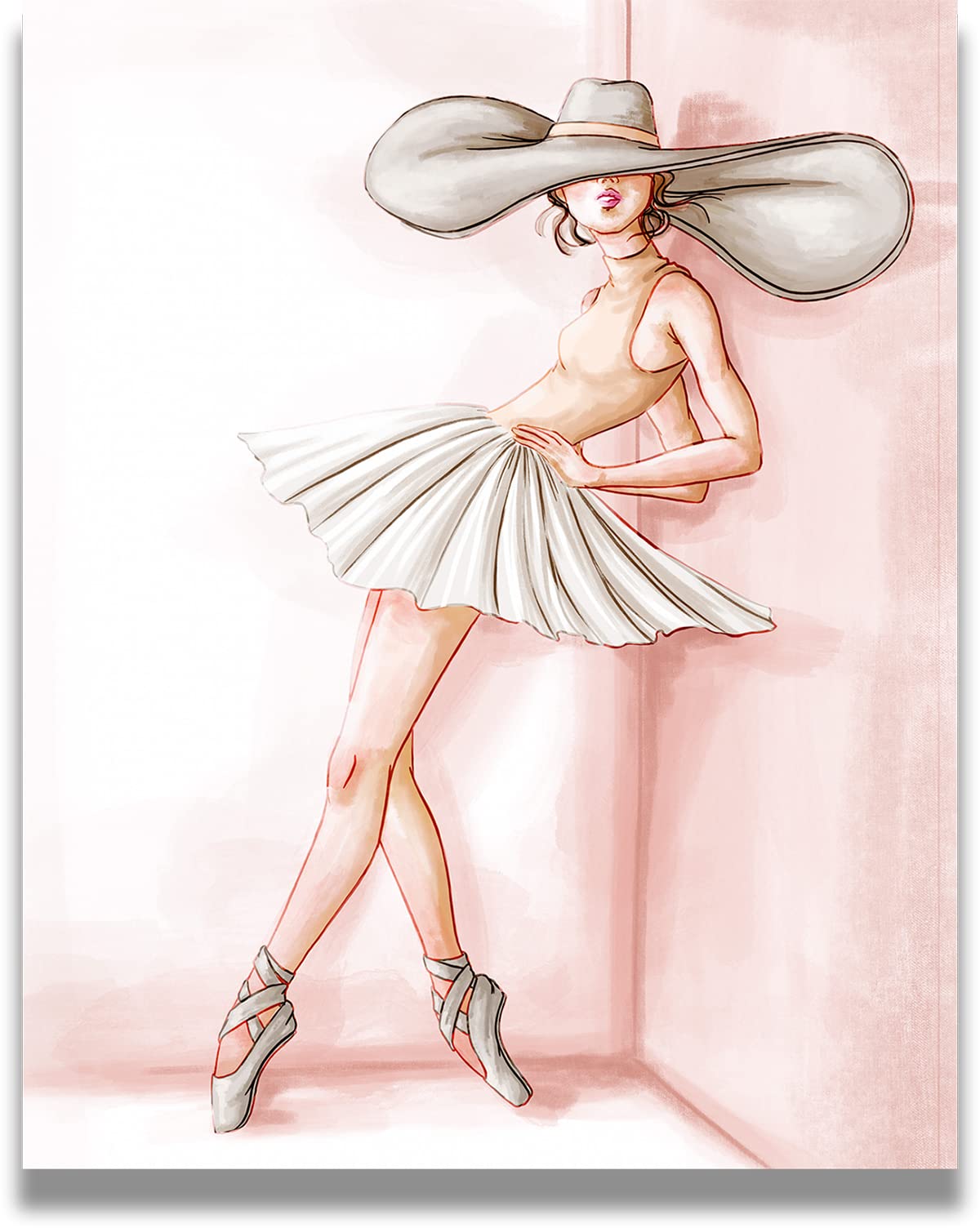 Govivo Ballerina Canvas Wall Art for Girls - Pink Ballet Room Decor for Teen & Dorm - 32x40 Inch Ready to Hang Painting - Perfect Gift for Dancers & Ballet Fans (Bedroom, Nursery, Dance Studio Decor)