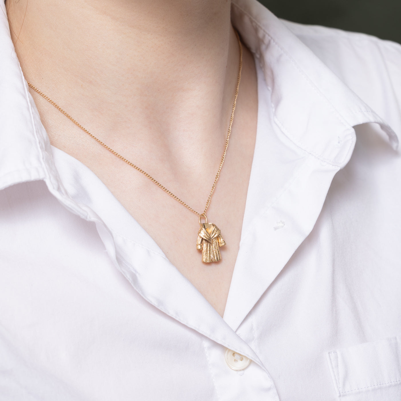 9K Yellow Gold Coat Charm Pendant - Elegant Jewelry for Women, Gift for Her - Perfect for Layering Necklaces, Everyday Wear & Special Occasions