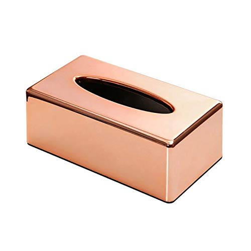 Elegant Rose Gold Tissue Box Holder - Rectangle Napkin Paper Rack & Towel Container for Living Room, Bathroom, and Office Decor