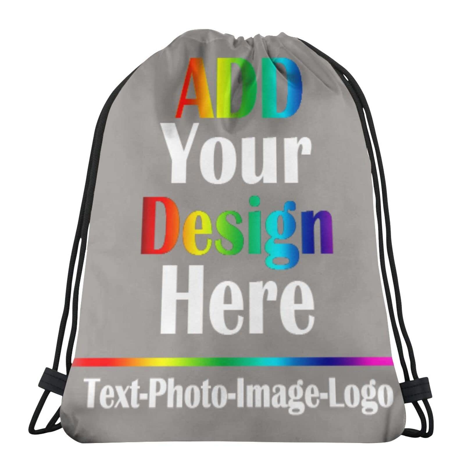 Custom Personalized Gym Drawstring Bags with Photo/Text/Logo Print - Lightweight Sports Backpacks for Men & Women - Perfect for Yoga, Travel, School & Shopping - Durable & Portable Workout Bag for Fitness Enthusiasts