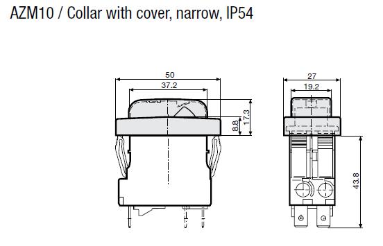 4430.2031 TA45 A624F140C0 AZM10, 2 Pole Rocker Switch, Non-Latched, 14 AMP 240VAC, 1 Pole Thermal Overload Protection, Screw Terminal, Green Illuminated Transparent Cover, IP54 Rated - Ideal for Industrial Control Panels and Electrical Equipment