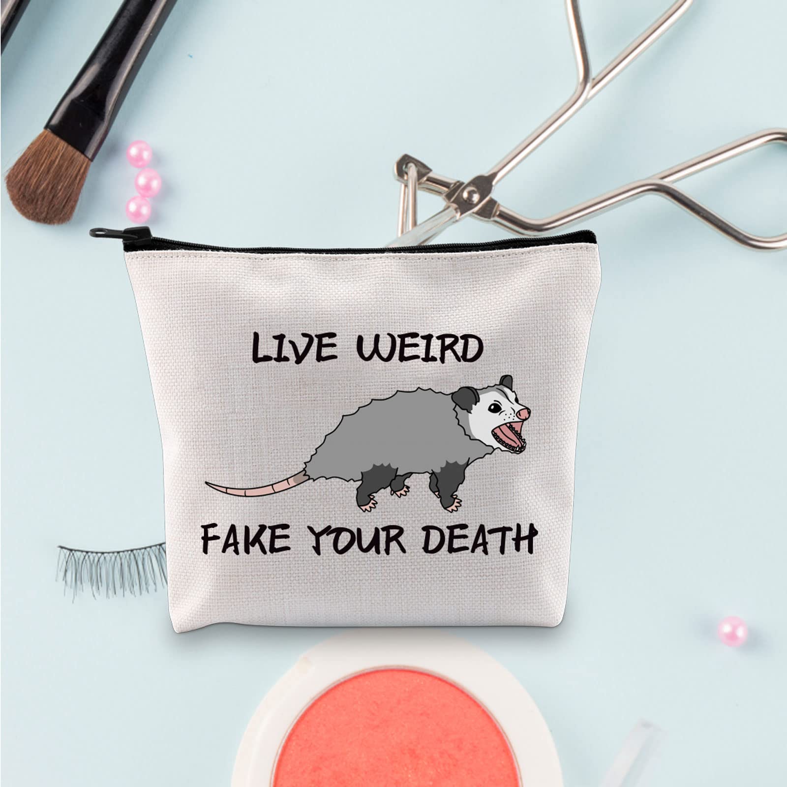 Funny Opossum Lover Gift - Unique Fake Your Death Makeup Bag for Opossum Moms - Perfect for Halloween, Cosplay & Animal Enthusiasts