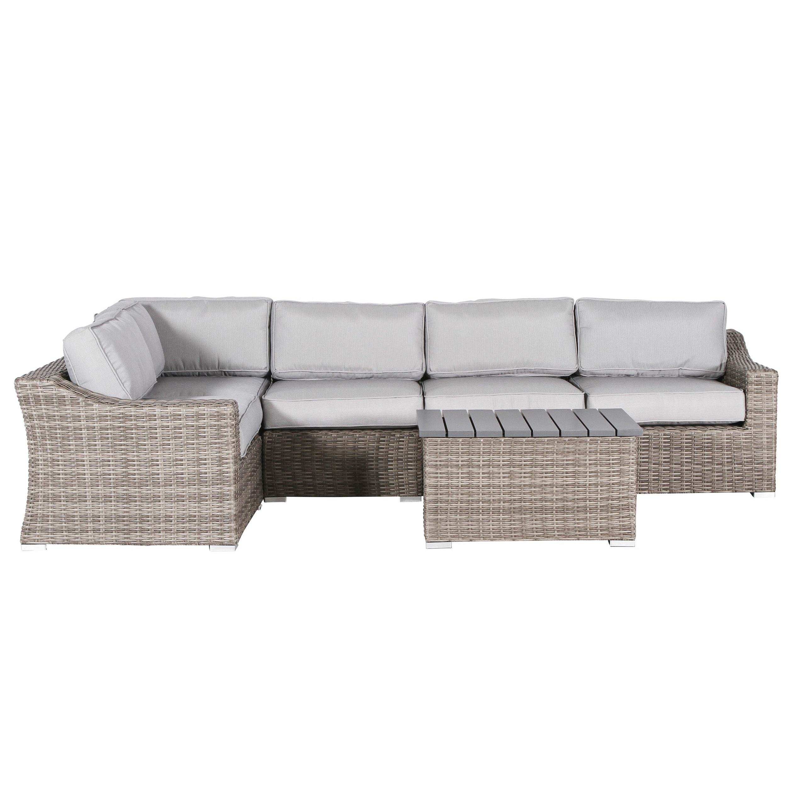 Premium Wicker Rattan Outdoor Patio Sofa Set with Cushioned Seats & Aluminum Frame - 6 Piece Resort-Grade Furniture for Backyard, Poolside, or Garden Relaxation (Marina Collection CM-4908)