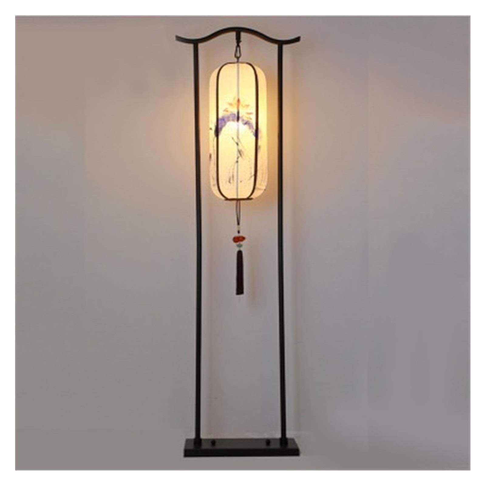JSJJAJN Chinese-Style Floor Lamp - Modern Standing Lamp for Living Room, Bedroom & Office - Adjustable Height Decorative Lighting with Fabric Shade - Perfect for Reading Corner, Lounge Area & Home Decor