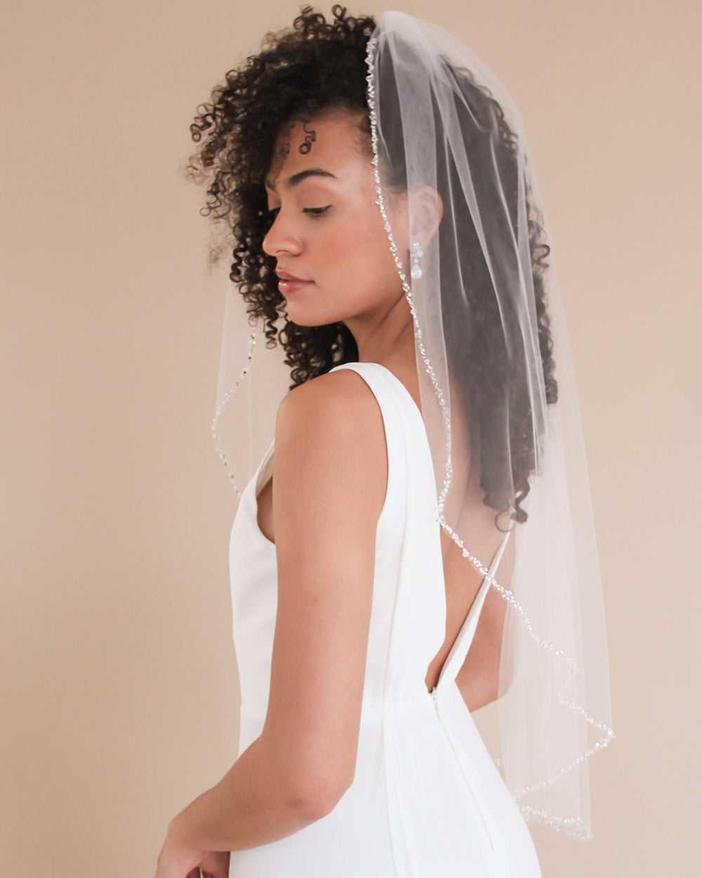Julia Crystal Beaded Wedding Veil - Elegant Bridal Hair Accessory for Brides, Bridesmaids & Formal Events | Perfect for Church Ceremonies, Photoshoots & Special Occasions