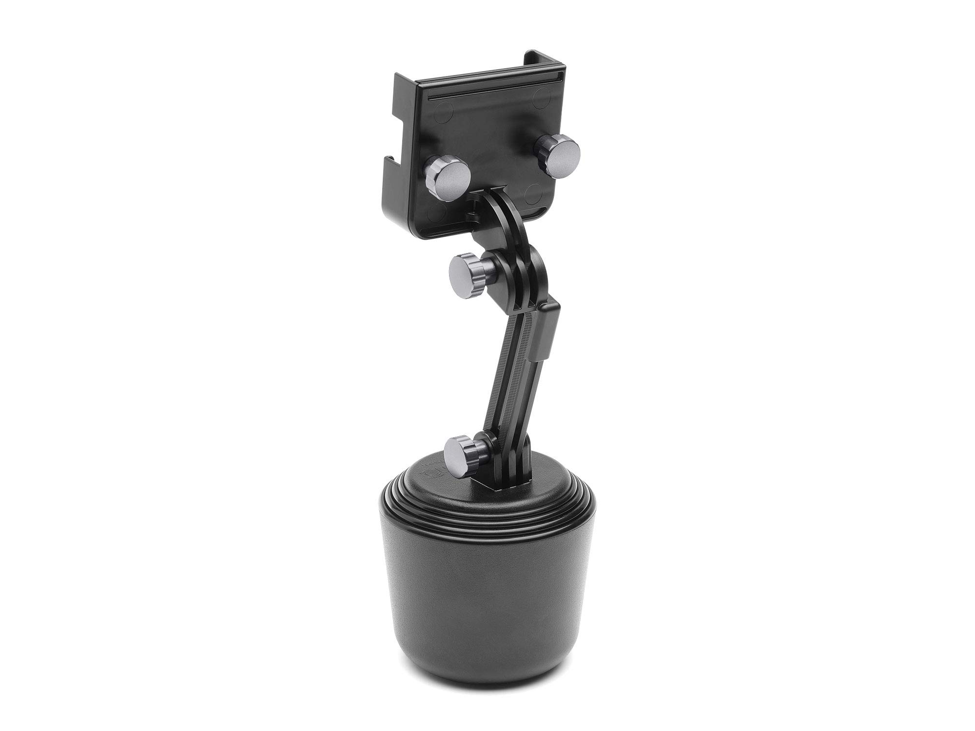 WeatherTech CupFone Two View with Extension - Universal Adjustable Cup Holder Phone Mount for Car & Truck - Compatible with iPhone & Android Smartphones - Graphite Metal Knobs (Perfect for Hands-Free Calling, GPS Navigation & Charging On-The-Go)