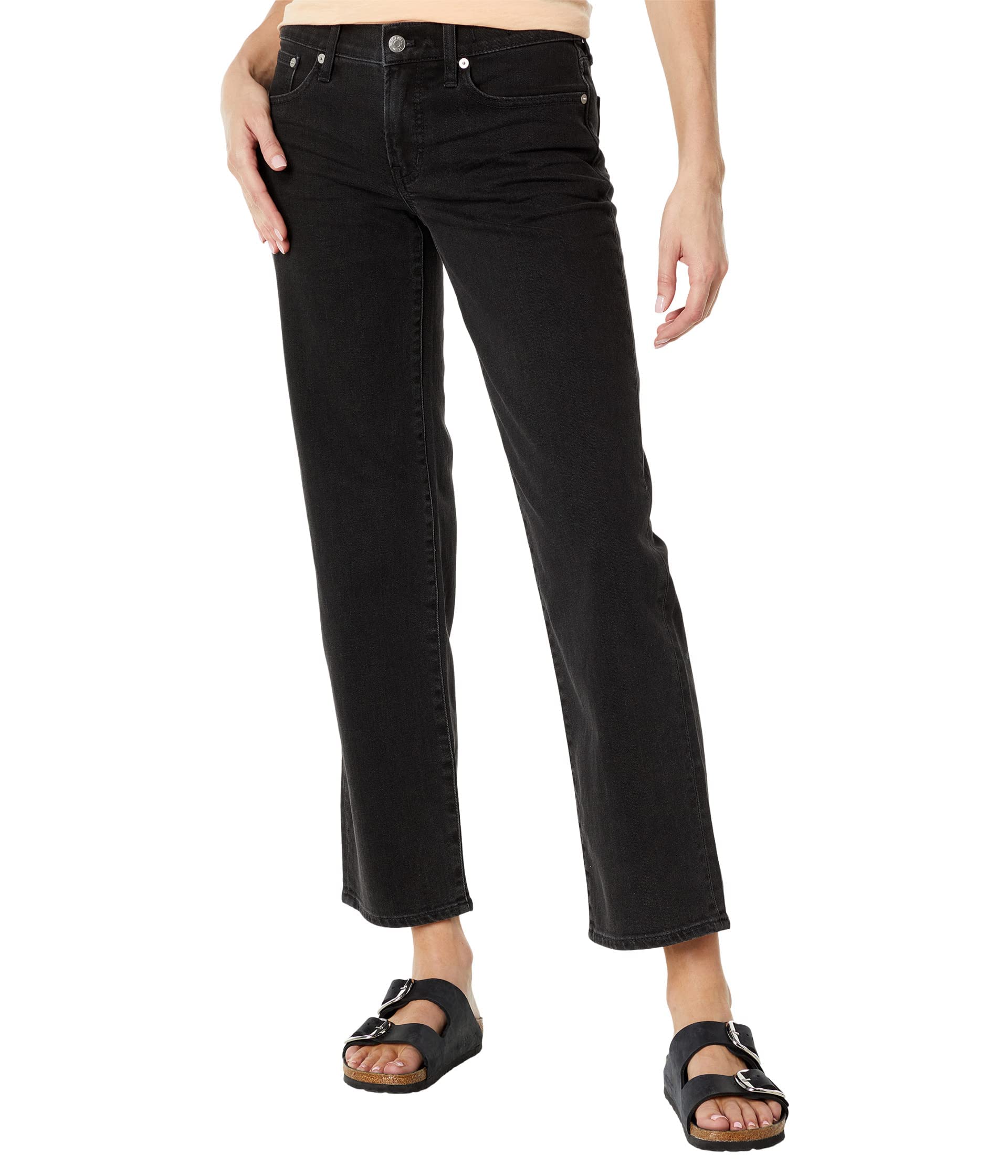 Madewell Low-Rise Perfect Vintage Straight Jeans for Women - Lunar Wash Distressed Denim | Casual Everyday Wear & Weekend Outfits
