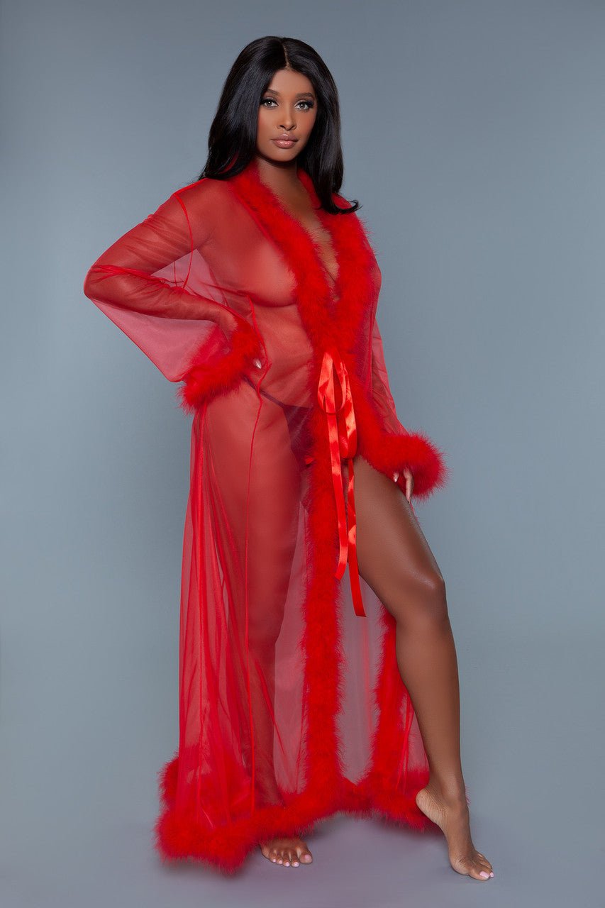 BeWicked Women's Soft Marabou Feather Robe BW1650 - Luxurious Lingerie for Boudoir, Bridal & Special Occasions