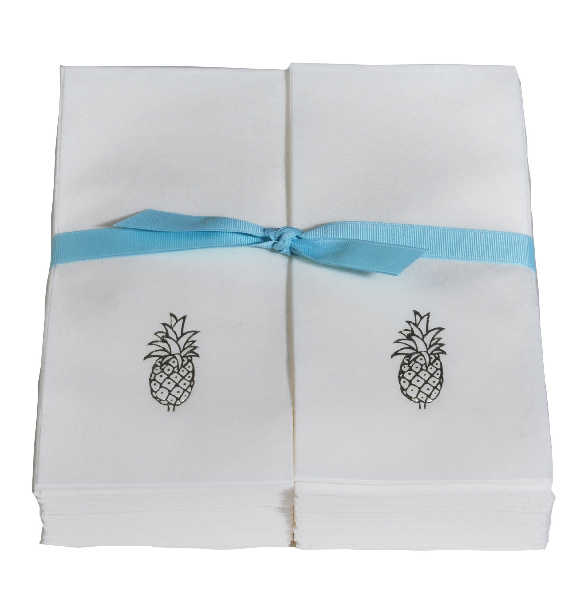 Personalized Gold Pineapple Disposable Linen Guest Hand Towels with Ribbon - 200 Count Eco-Friendly Paper Towels for Weddings, Parties & Luxury Events - Bulk Pack for Home & Commercial Use