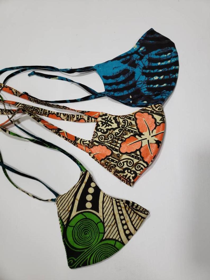 Onb2Studio African Wax Print Face Mask - Reusable Cotton Fabric Mask for Adults - Fashionable & Breathable for Daily Wear, Travel, and Outdoor Activities
