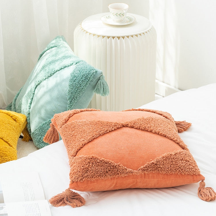 Soft Cotton Corduroy Pillow Cover - Textured Decorative Cushion Case for Sofa, Bed & Home Decor (18x18 Inches)