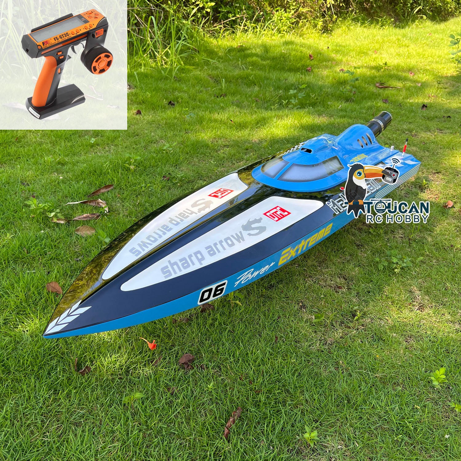 G30C 30CC Gas-Powered RC Racing Boat Kit - Blue & Red Fiberglass Hull, 65KM/H High Speed, DIY ARTR Model with Servo Controller (1210x325x233mm) - Perfect for Competitive Racing, Lake & Ocean Water Sports