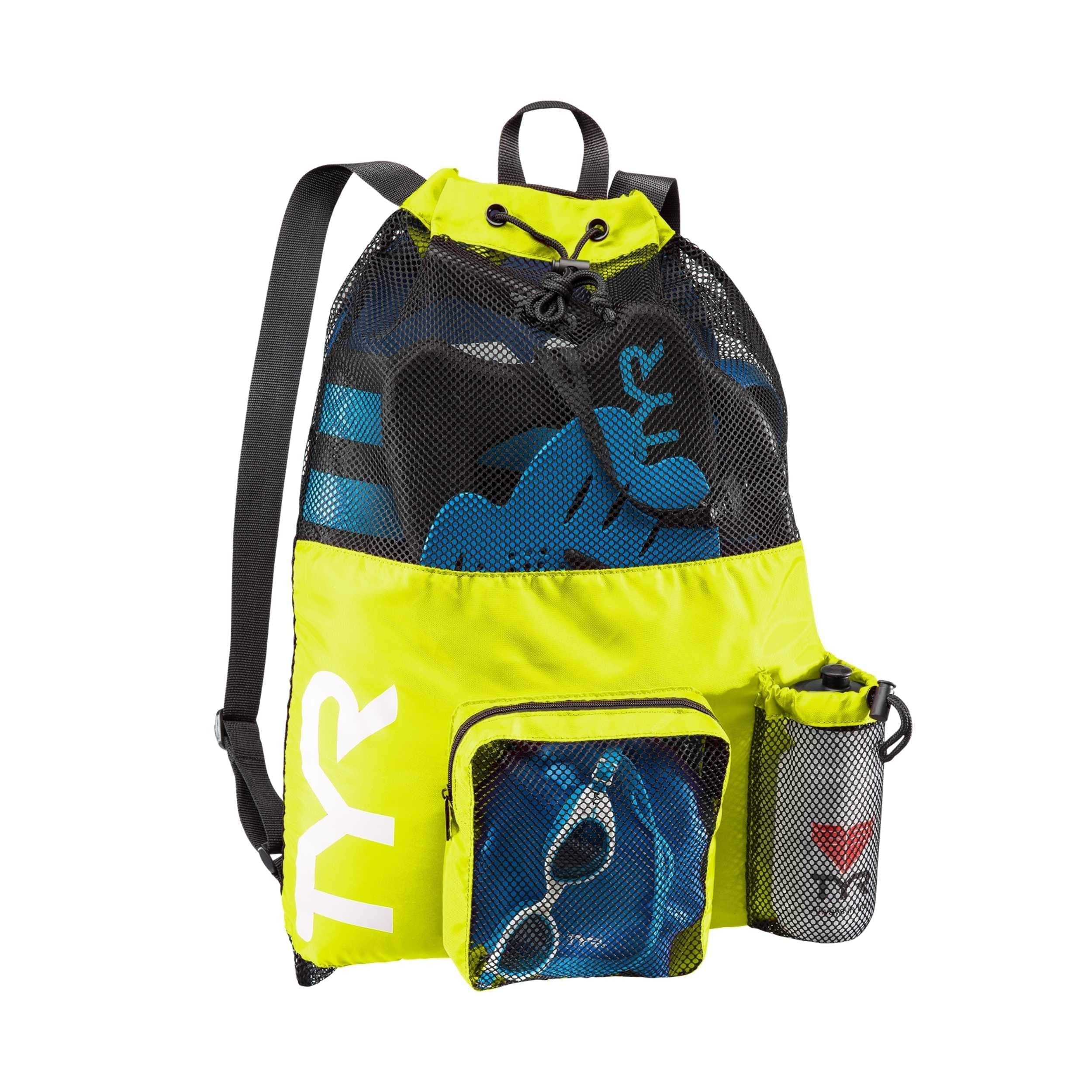 TYR Mesh Mummy Backpack - Lightweight Water-Resistant Swim Bag with Ventilated Design for Swim Team, Beach & Pool - Yellow