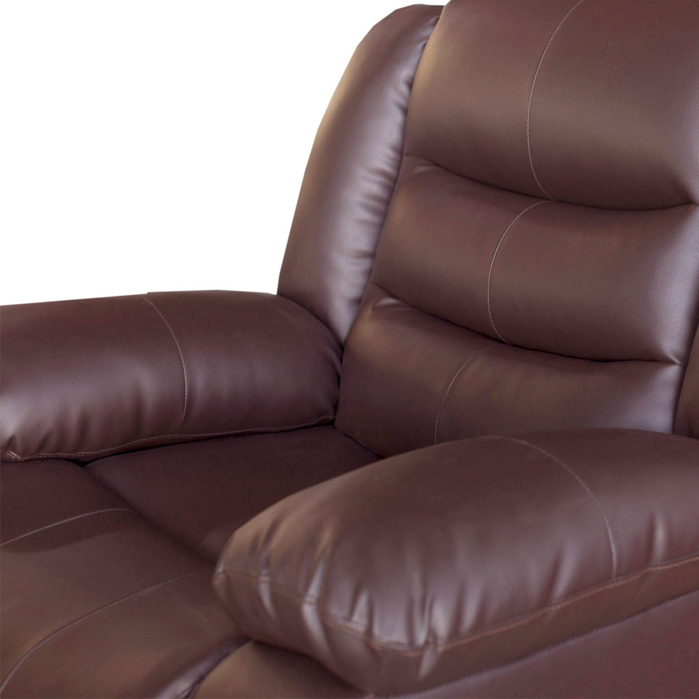 3+1+1 Seater Recliner Sofa Set - Faux Leather Living Room Couch in Rich Brown | Perfect for Family Movie Nights & Lounge Relaxation
