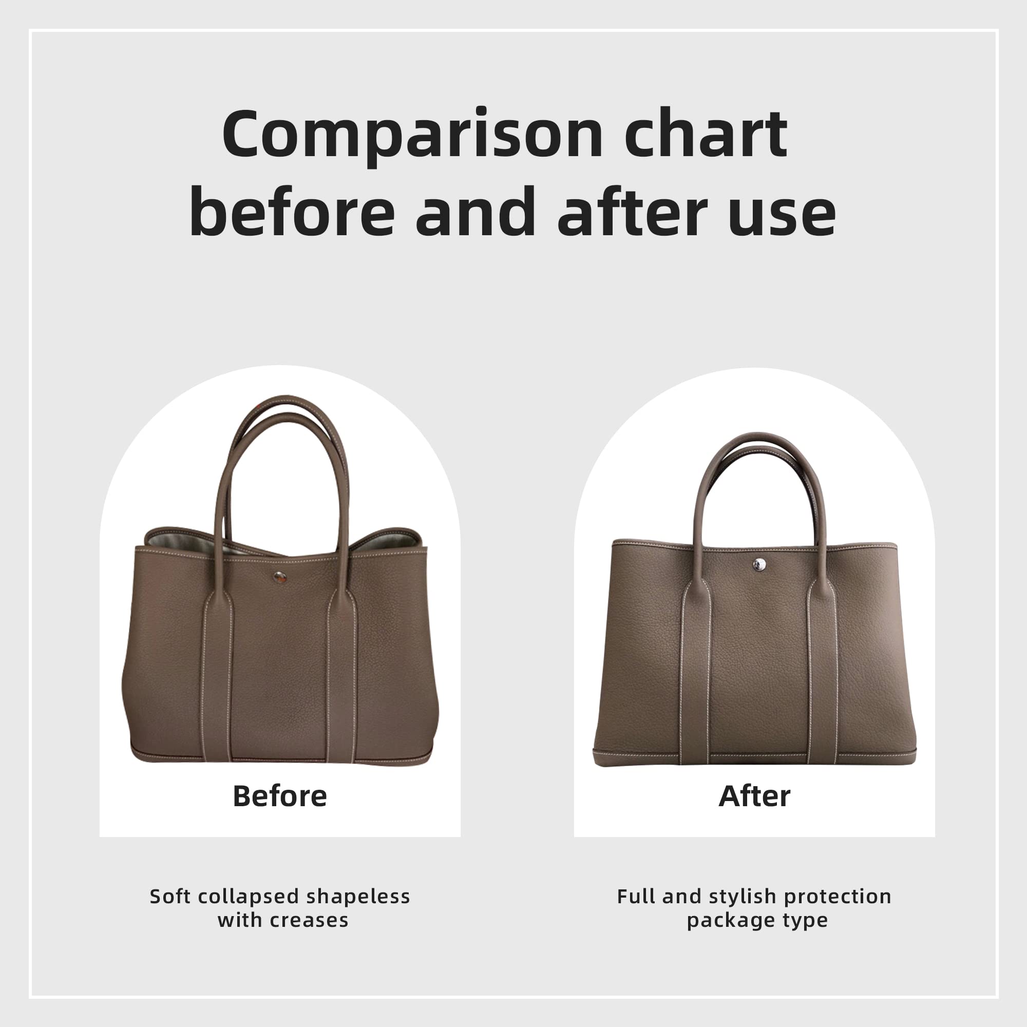 DGAZ Luxury Silky Purse Organizer Insert for Handbags & Totes - Perfect Fit for Hermes Garden Party 30/36 Bags (Etoupe Grey, GP36) | Keep Your Essentials Organized at Work, Travel & Daily Use