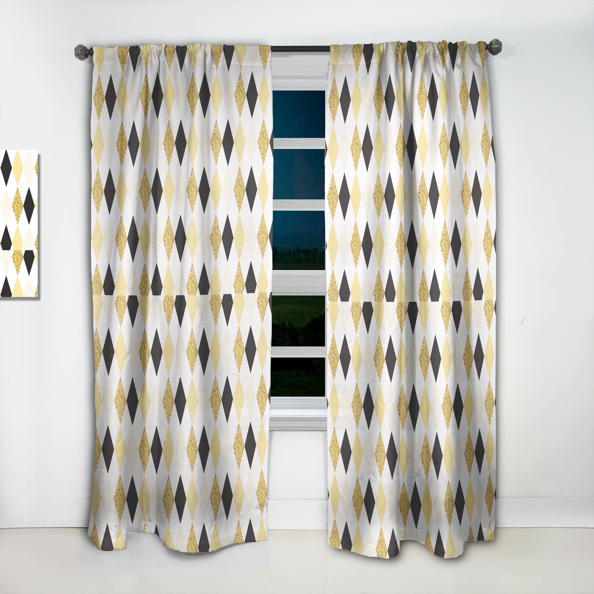 DesignQ Gold Chic Thermal Insulated Curtains - Single Panel 52x120 - Elegant Drapes for Bedroom & Living Room - Perfect for Energy Saving & Light Control