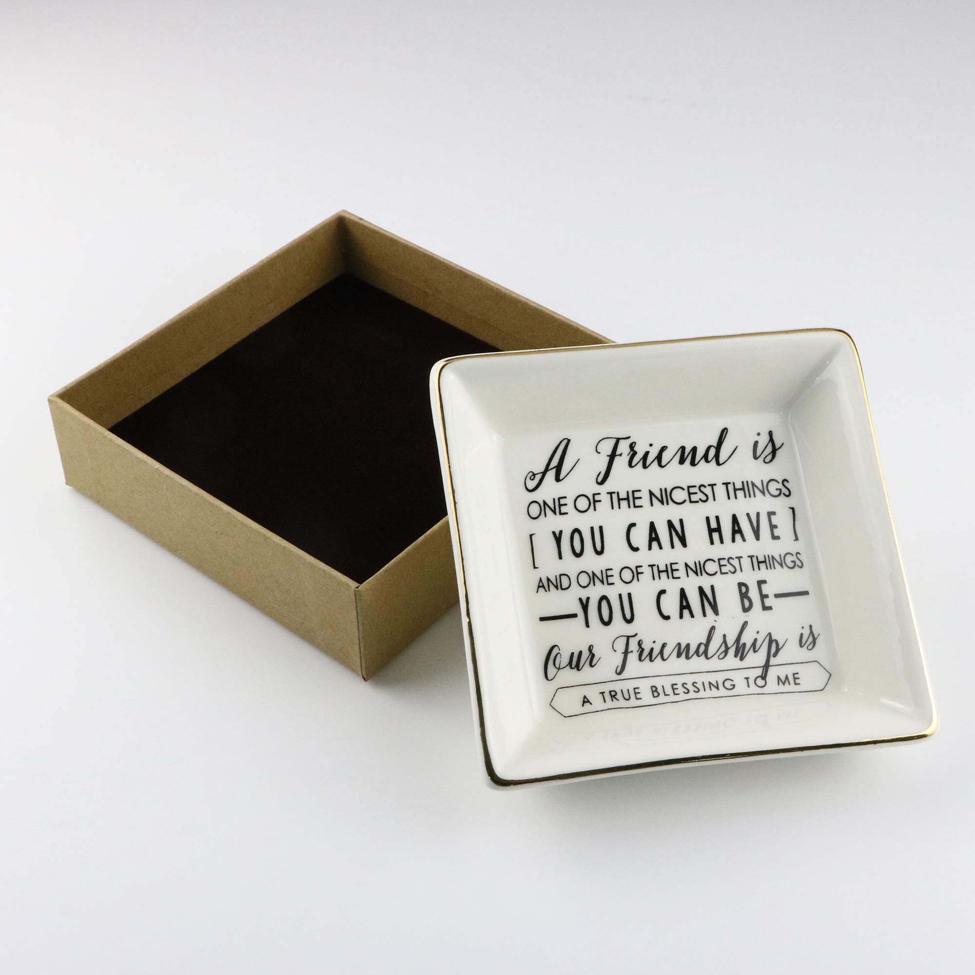 JoycuFF Friendship Gifts for Women - Unique BFF Jewelry Ring Trinket Dish, Perfect for Best Friend, Mother's Day, Birthday, Thanksgiving & Christmas - Ideal for Home Decor, Vanity Tray & Gift Giving