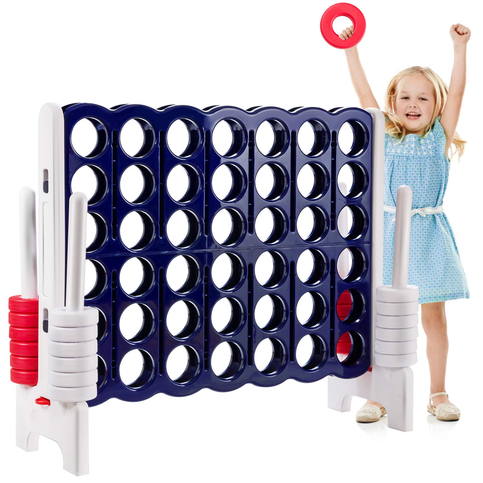 ARLIME Jumbo 4-to-Score Giant Connect 4 Game Set for Kids & Adults - Outdoor/Indoor Backyard Games with Quick-Release Lever & 42 Built-in Rings - Perfect for Family Gatherings, Picnics, and Backyard Parties