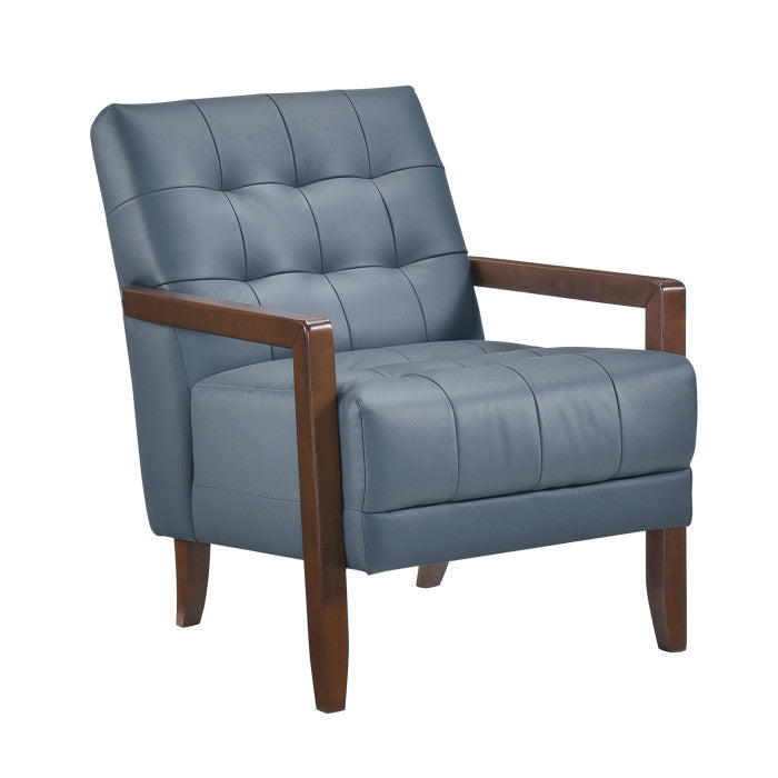 Archam Accent Chair - Modern Blue Upholstered Lounge Chair for Living Room, Bedroom & Office | Comfortable Reading Chair with Sturdy Wooden Legs