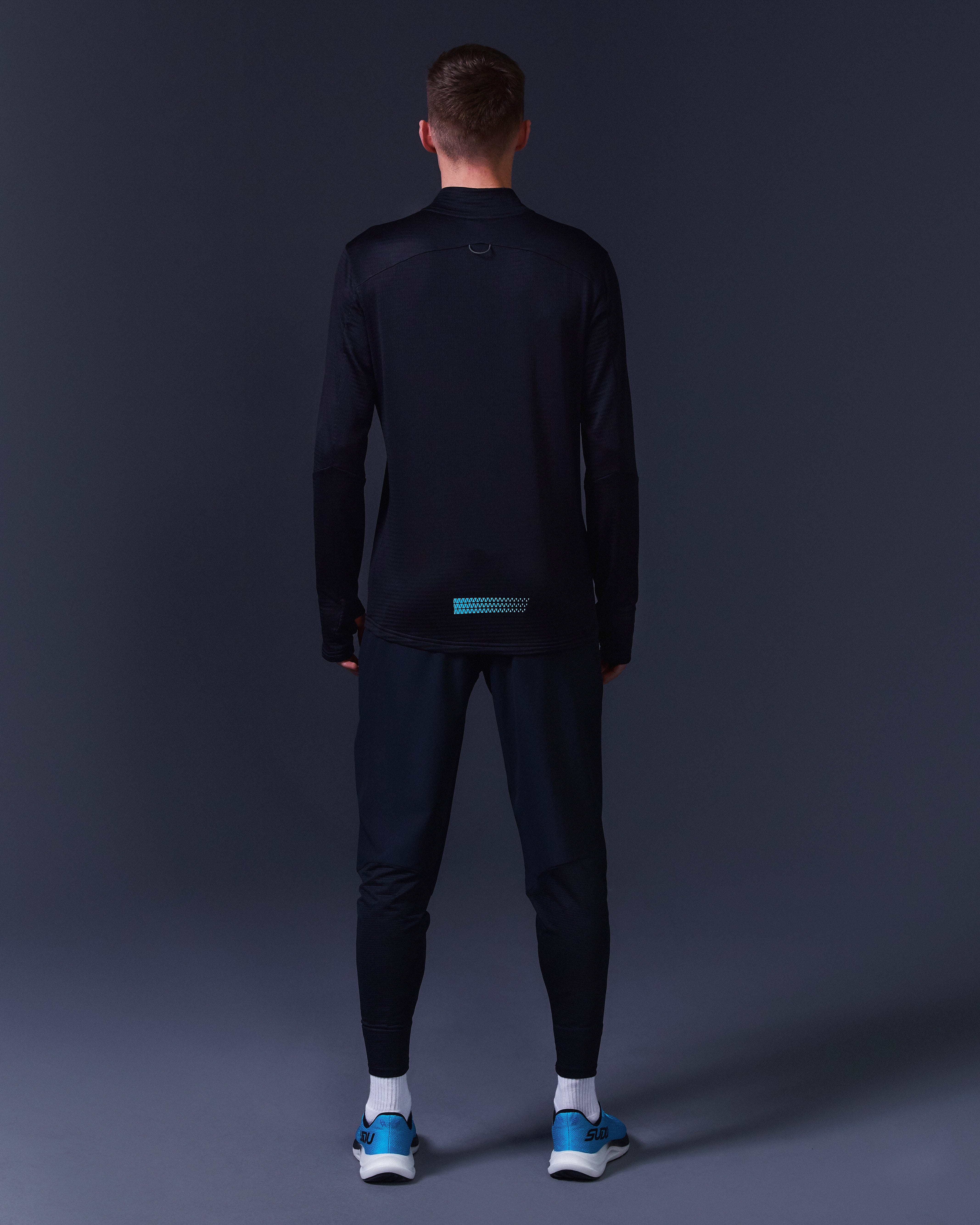 SRZ 01 Zip Mid Layer Jacket - Black & Light Blue | Lightweight Fleece for Hiking, Camping & Outdoor Activities