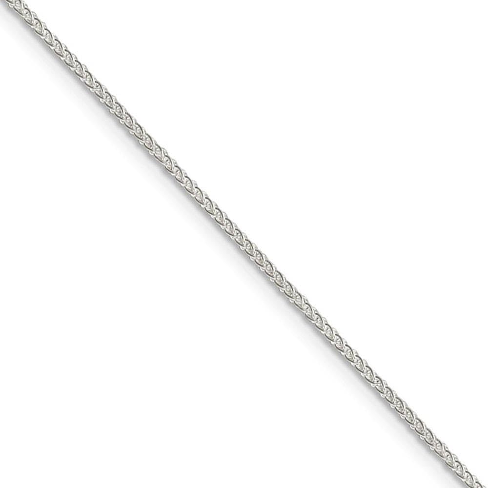 1.25mm Sterling Silver Round Solid Spiga Chain Necklace - Elegant Black Bow Pendant for Women | Perfect for Everyday Wear, Date Nights & Special Occasions