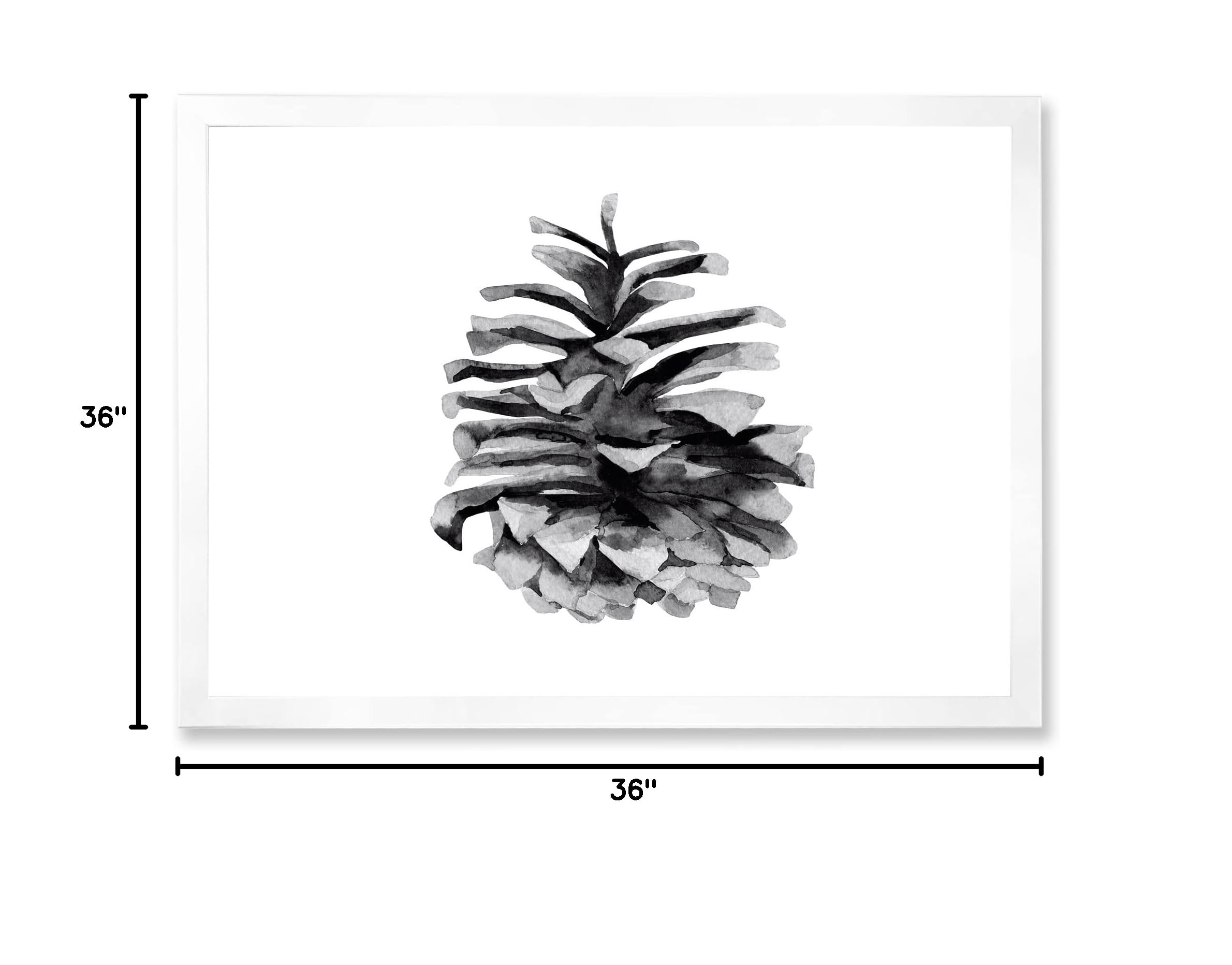 DesignQ Conifer Cone Monochrome Traditional Framed Wall Art - Elegant Home Decor for Living Room, Bedroom & Office