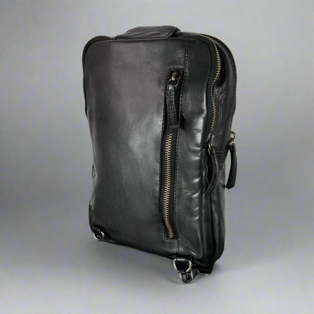 Premium MET Leather Chest Front Bag & Backpack - Crossbody Sling Bag for Hiking, Travel & Everyday Use - Durable & Stylish Unisex Design