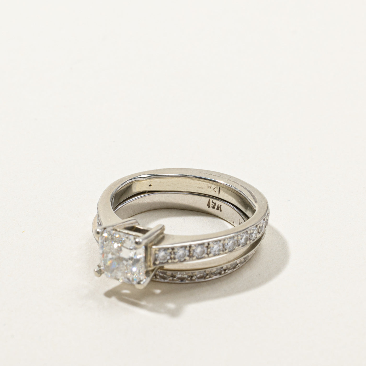 GIA Certified 1.02ct Princess Cut Diamond Engagement Ring Set with 0.77ctw Side Stones, Size 4.25, SI1 Clarity, F Color - Perfect for Proposals, Anniversaries & Bridal Jewelry