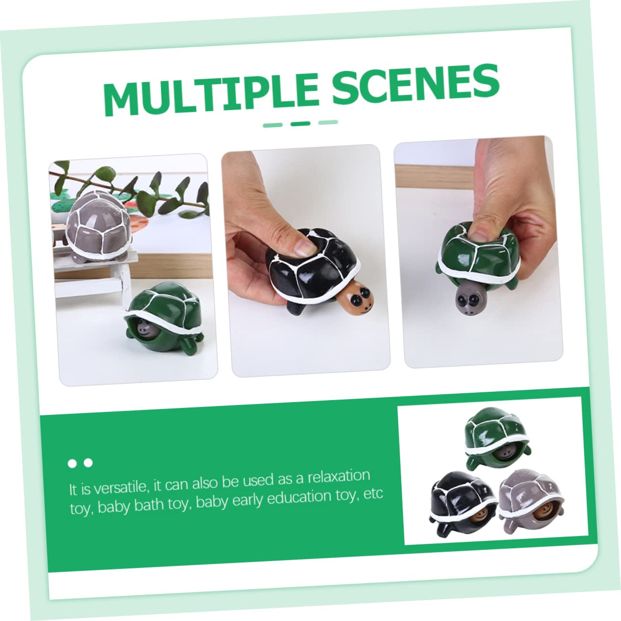 HOMFAMINI 3 Pack Mini Turtle Squeeze Toys - Stress Relief Fidget Toys for Kids & Adults, Cute Sensory Toys for Autism & Anxiety Relief - Perfect for Classroom, Office & Travel Use
