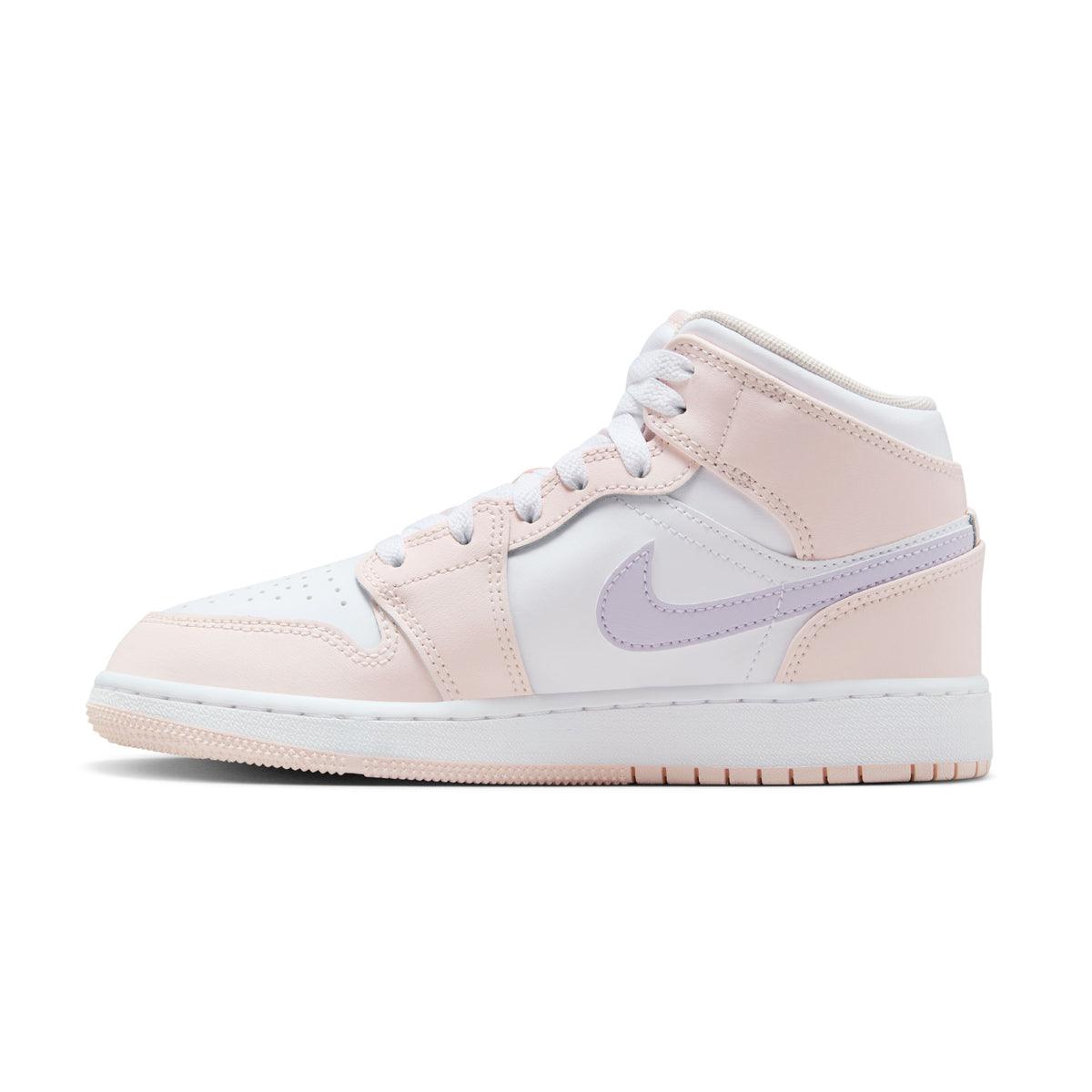 Air Jordan 1 Mid 'Pink Wash' Sneakers for Kids - Comfortable Basketball Shoes for Boys & Girls - Perfect for School, Playground & Casual Wear