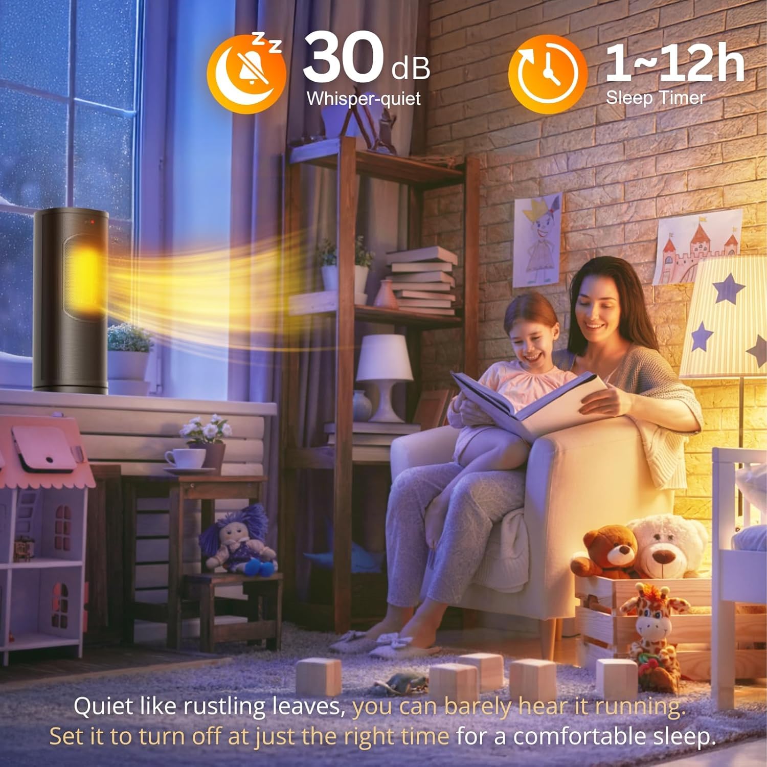 Portable Space Heater 1500W with Adjustable Thermostat & Remote Control - 70° Oscillation, 4 Heating Modes, 1-12H Timer - PTC Ceramic Electric Heater for Office, Bedroom, Large Room - Perfect for Winter Home & Office Warming