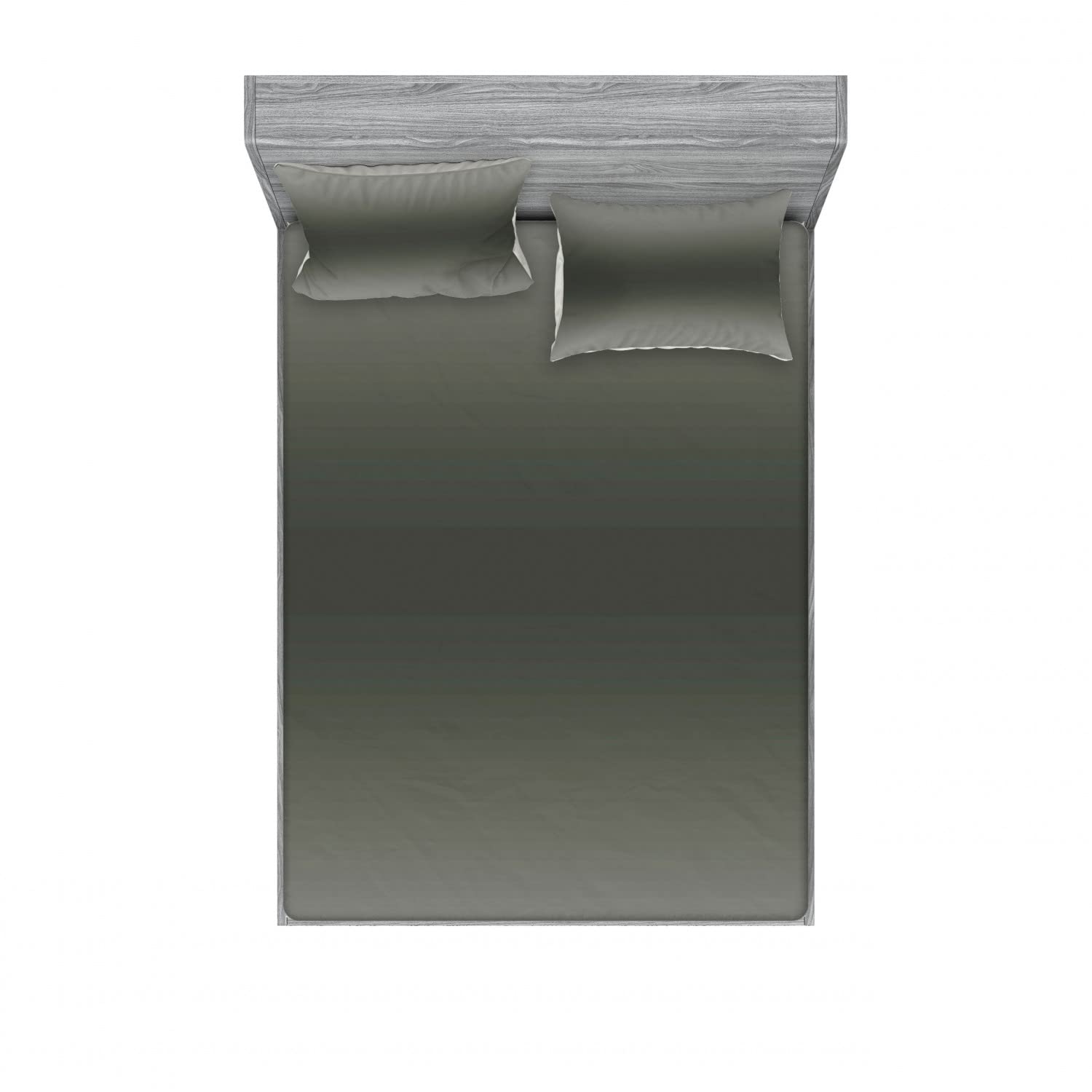 Ambesonne Ombre 2-Piece Queen Fitted Sheet Set with 4 Pillow Shams - Modern Smokey Grey & Black Bedding Collection - Soft Wrinkle-Resistant Sheets for Master Bedroom, Guest Room & Dorm Decor