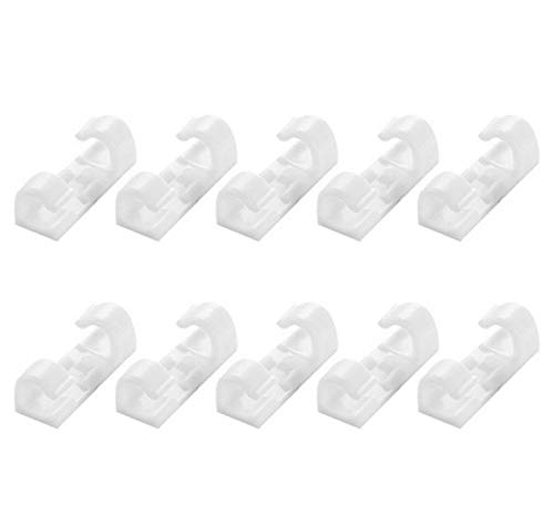 Coolchoose 10-Pack Self-Adhesive Cable Clips - Cord Organizer for USB, Wires & Cables - Strong Plastic Clamps for Desk, Wall & Car - Cable Management Solution for Home & Office (White) - Perfect for Organizing Electronics, Chargers & Home Theater Setup
