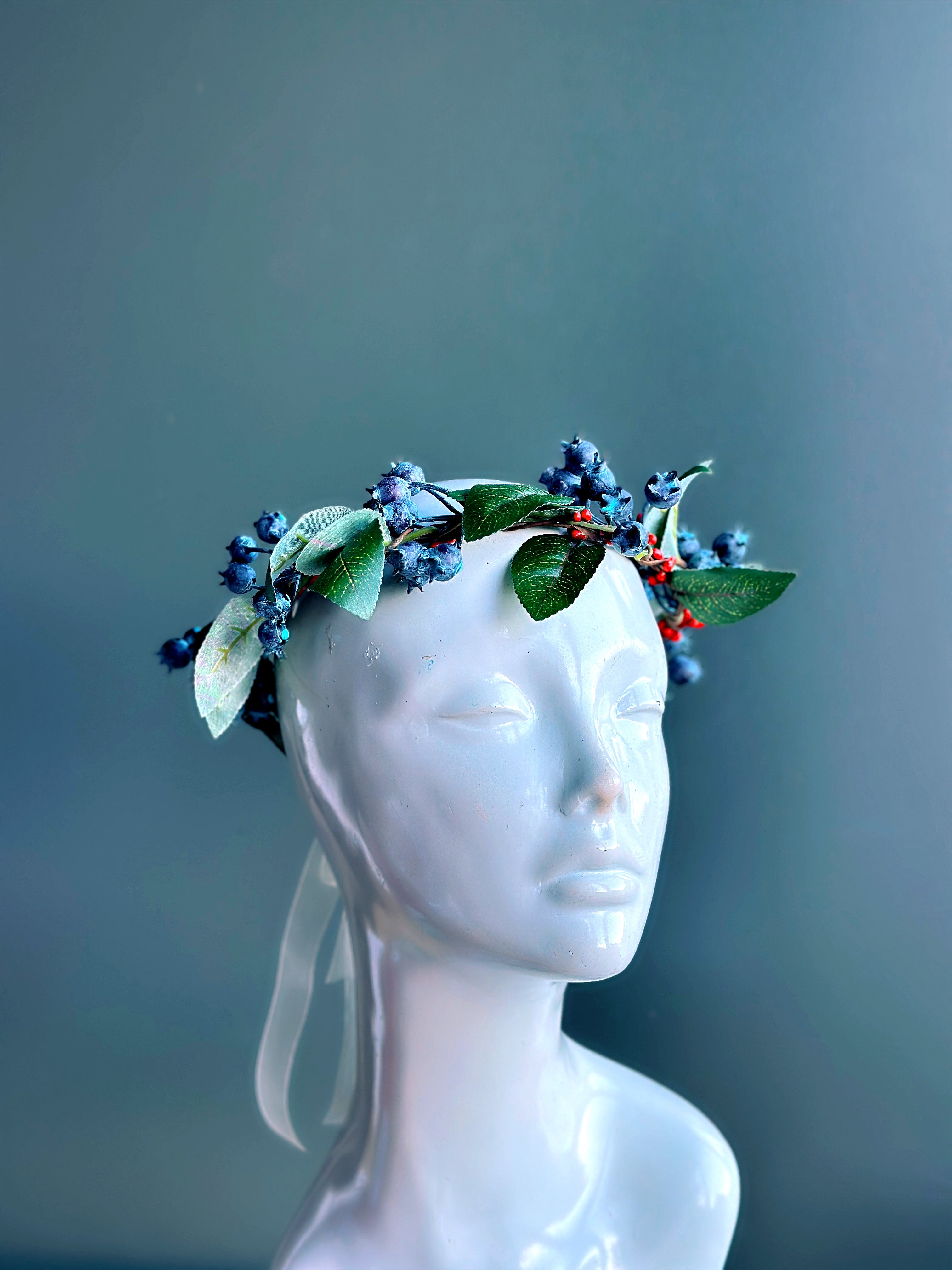 Blueberry Holiday Crown - Elegant Floral Headpiece for Christmas, Halloween, and Cosplay Costume Accessories