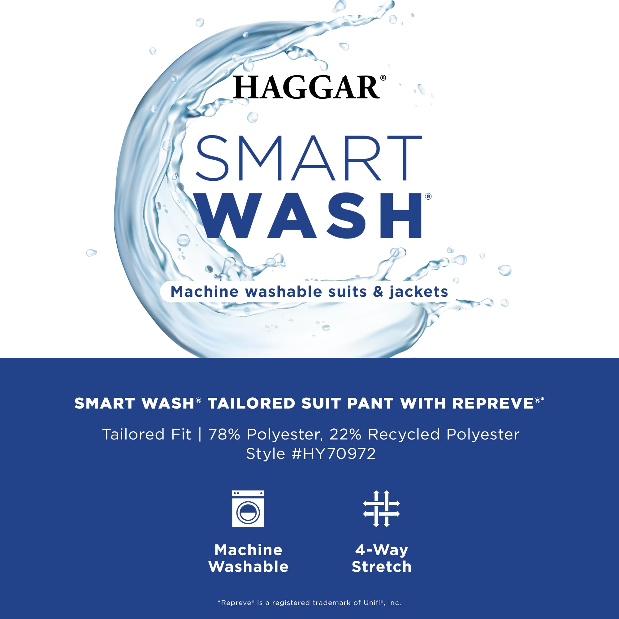 Haggar Men's Smart Wash Suit Separates with Repreve - Tailored Fit Pants & Jackets for Business, Office & Formal Events | Eco-Friendly & Wrinkle-Resistant