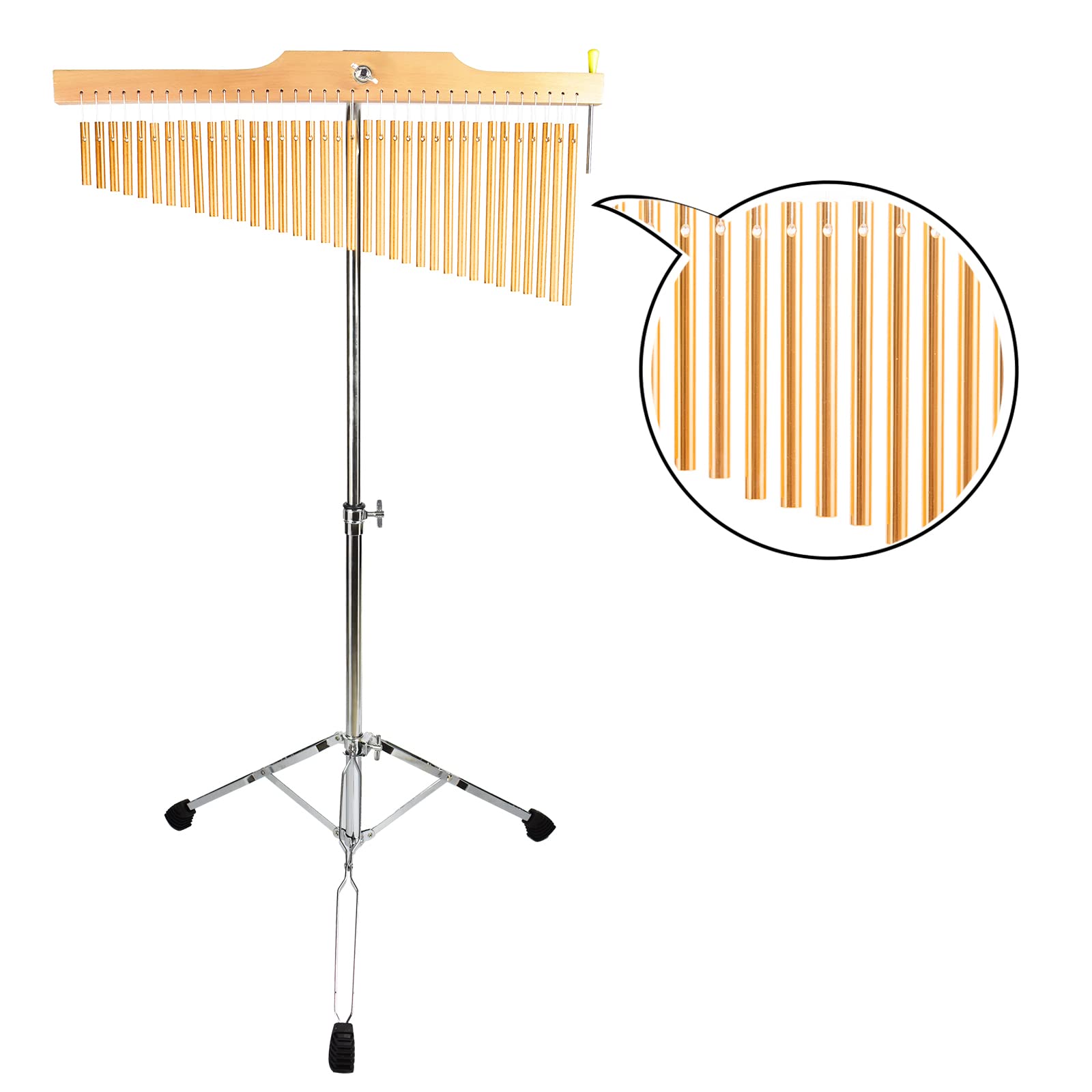TNZMART 36-Note Gold Wind Chimes - Single-Row Percussion Instrument with Adjustable Height Tripod Stand (25/36 Tone Options) - Perfect for Outdoor Decor, Meditation & Musical Therapy