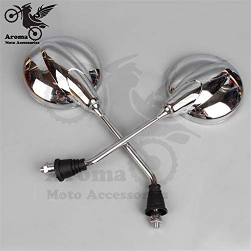 FINCOS Round Chrome Dirt Pit Bike Scooter Rear View Mirror - Convex Motorcycle Side Mirrors for Vespa Piaggio Parts - Universal Fit for Off-Road & Street Riding - Enhanced Safety & Wide View for Urban Commuting & Adventure Tours