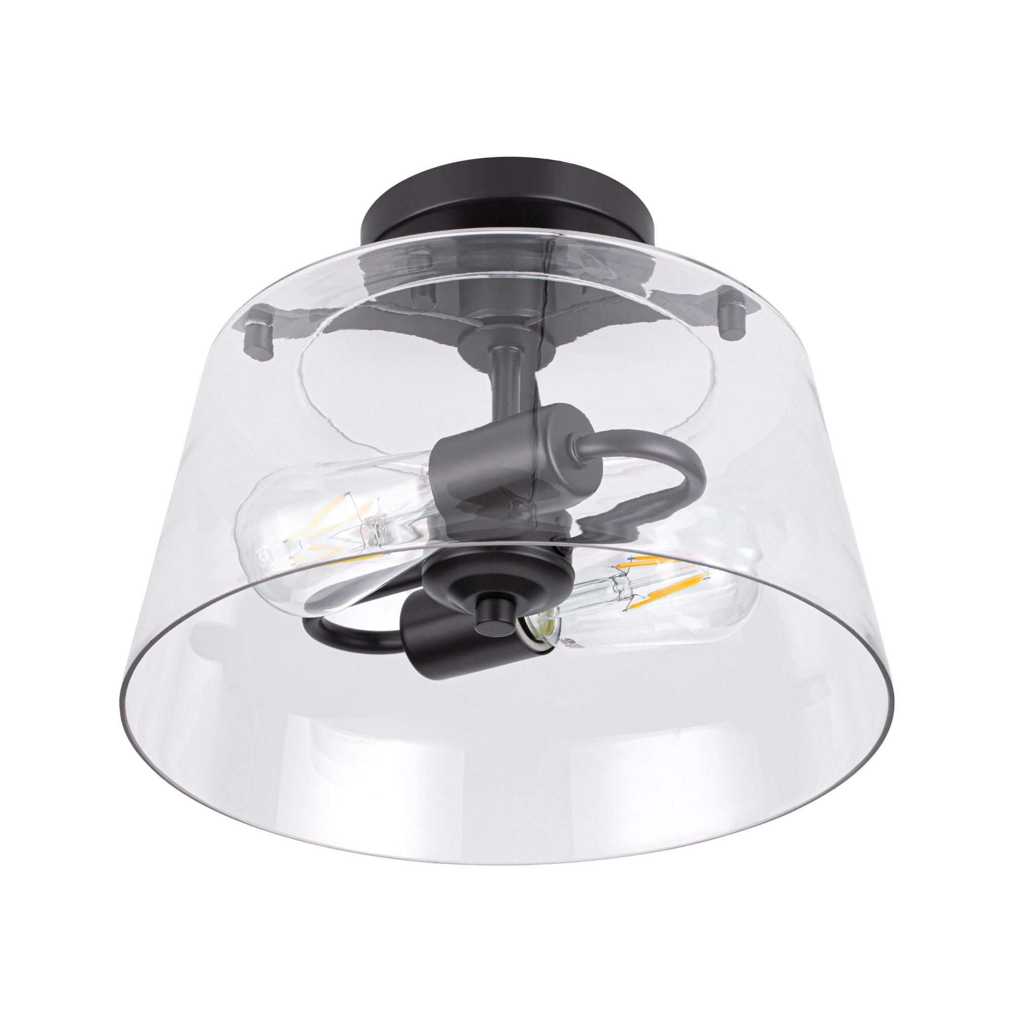 2-Light Fairendale Convertible Pendant/Semi-Flush Mount Ceiling Light Fixture - Matte Black with Clear Glass Shades - Perfect for Dining Room, Kitchen Island or Bedroom Lighting