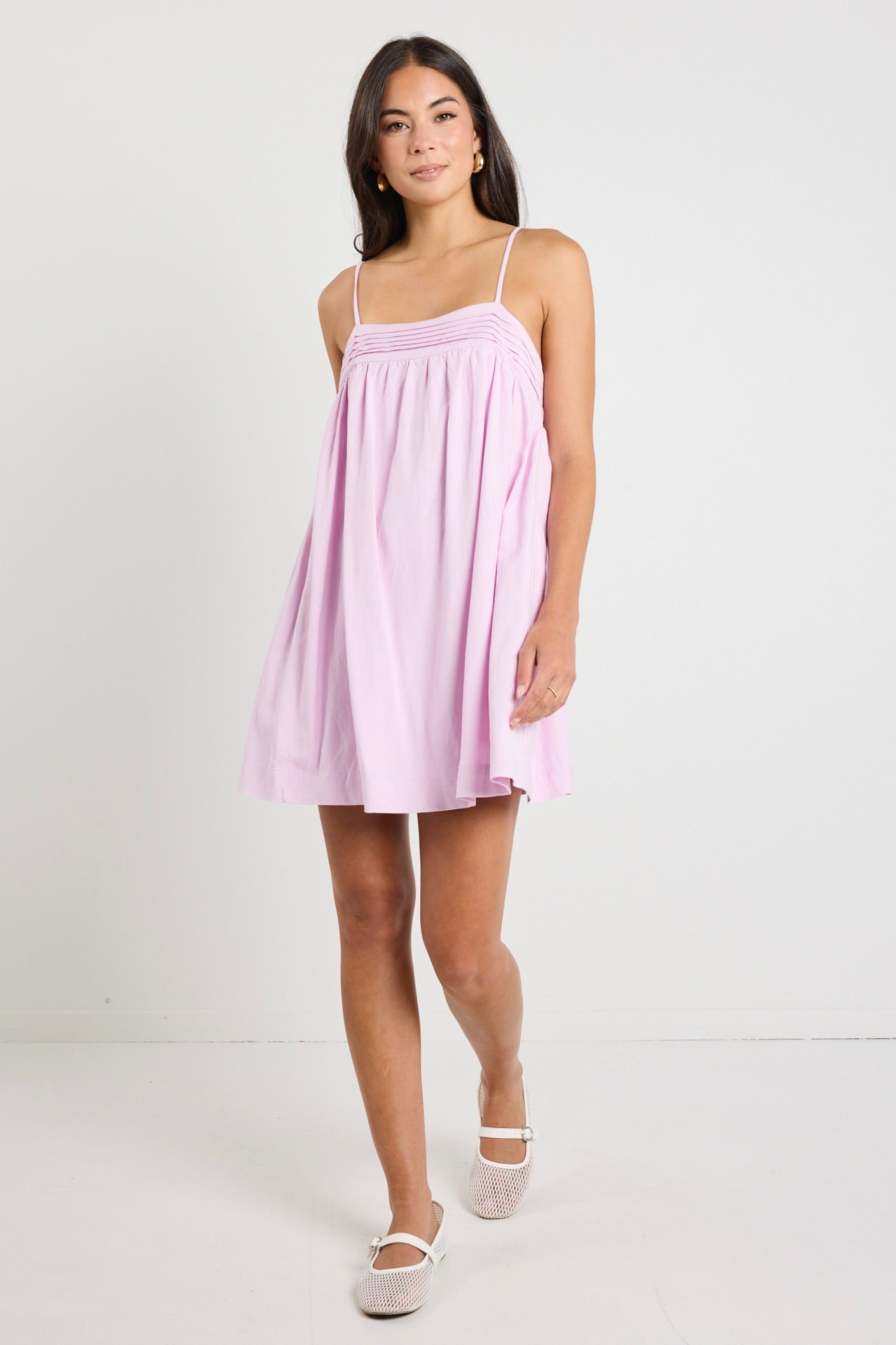Strappy Tie Back Mini Dress in Cabana Pink Lilac - Flowy Summer Beach Dress for Vacation & Date Night