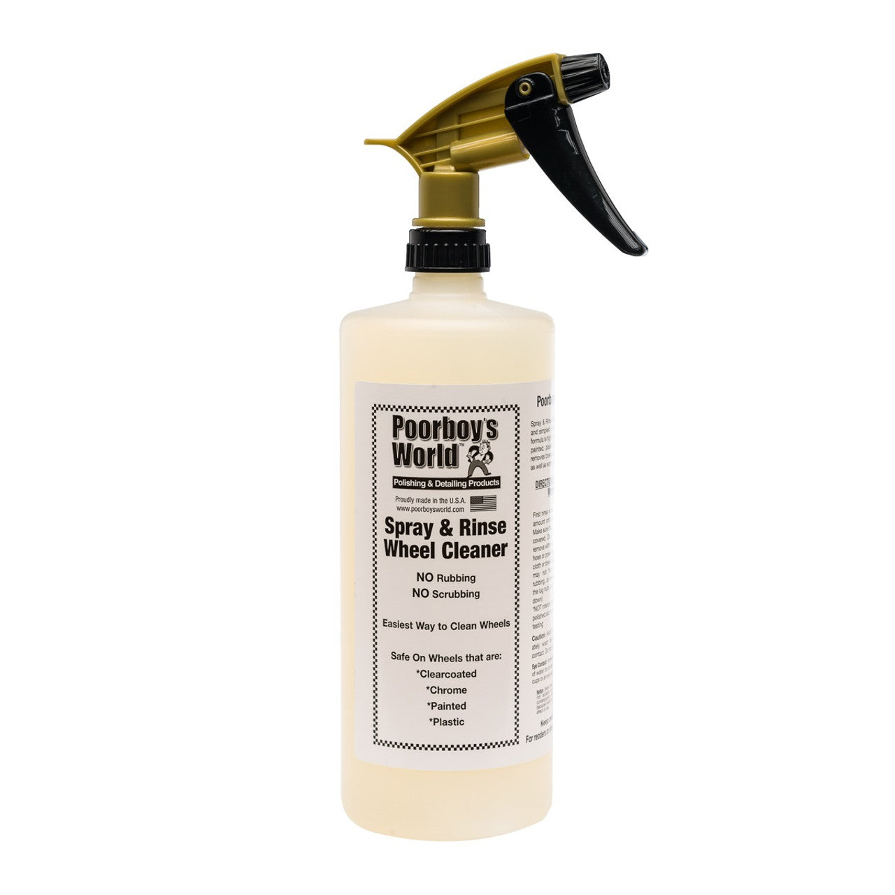 Poorboy's World Spray & Rinse Wheel Cleaner - Heavy Duty Alloy & Chrome Wheel Cleaner for Cars, Trucks & Motorcycles | Removes Brake Dust & Road Grime | Perfect for Auto Detailing & Car Wash