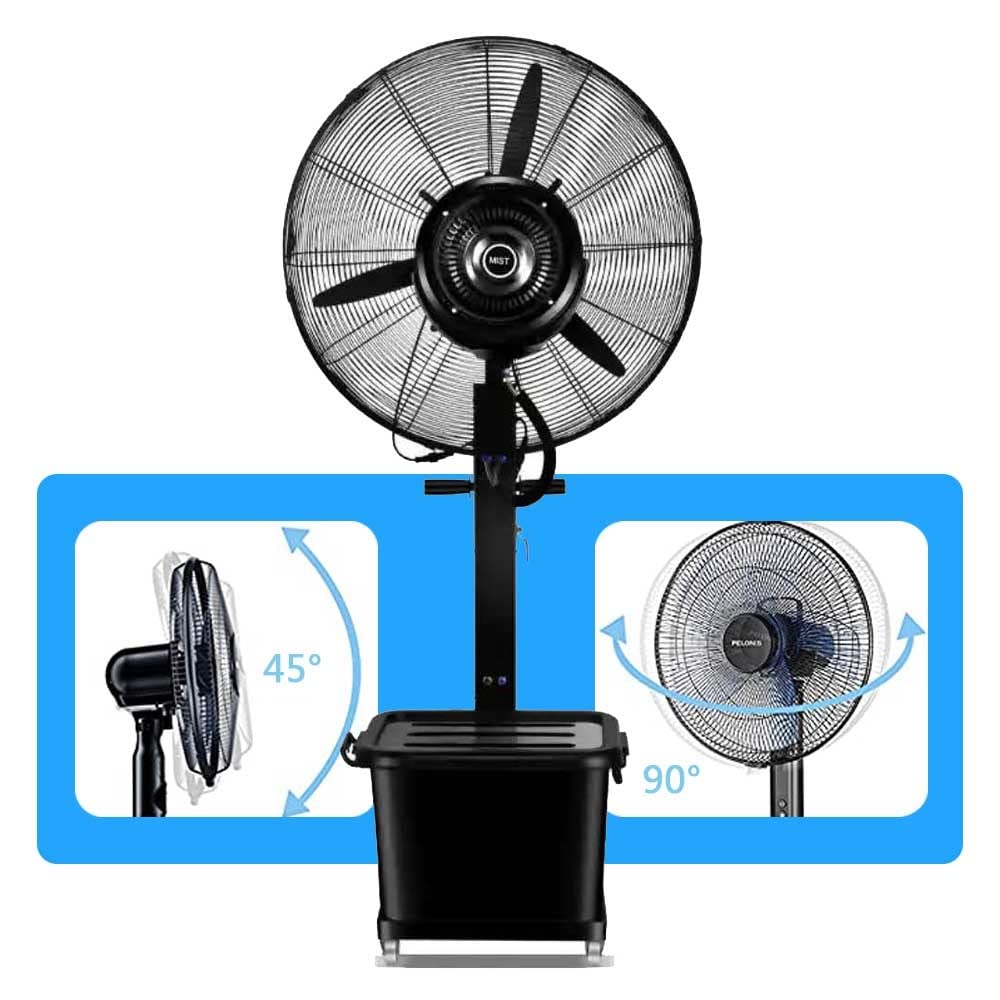 25”/29” Outdoor Misting Fan with 90° Oscillation & 42L Water Tank – Patio, Garden, and Backyard Cooling Fan for Hot Summer Days – Black (29in, Fixed)
