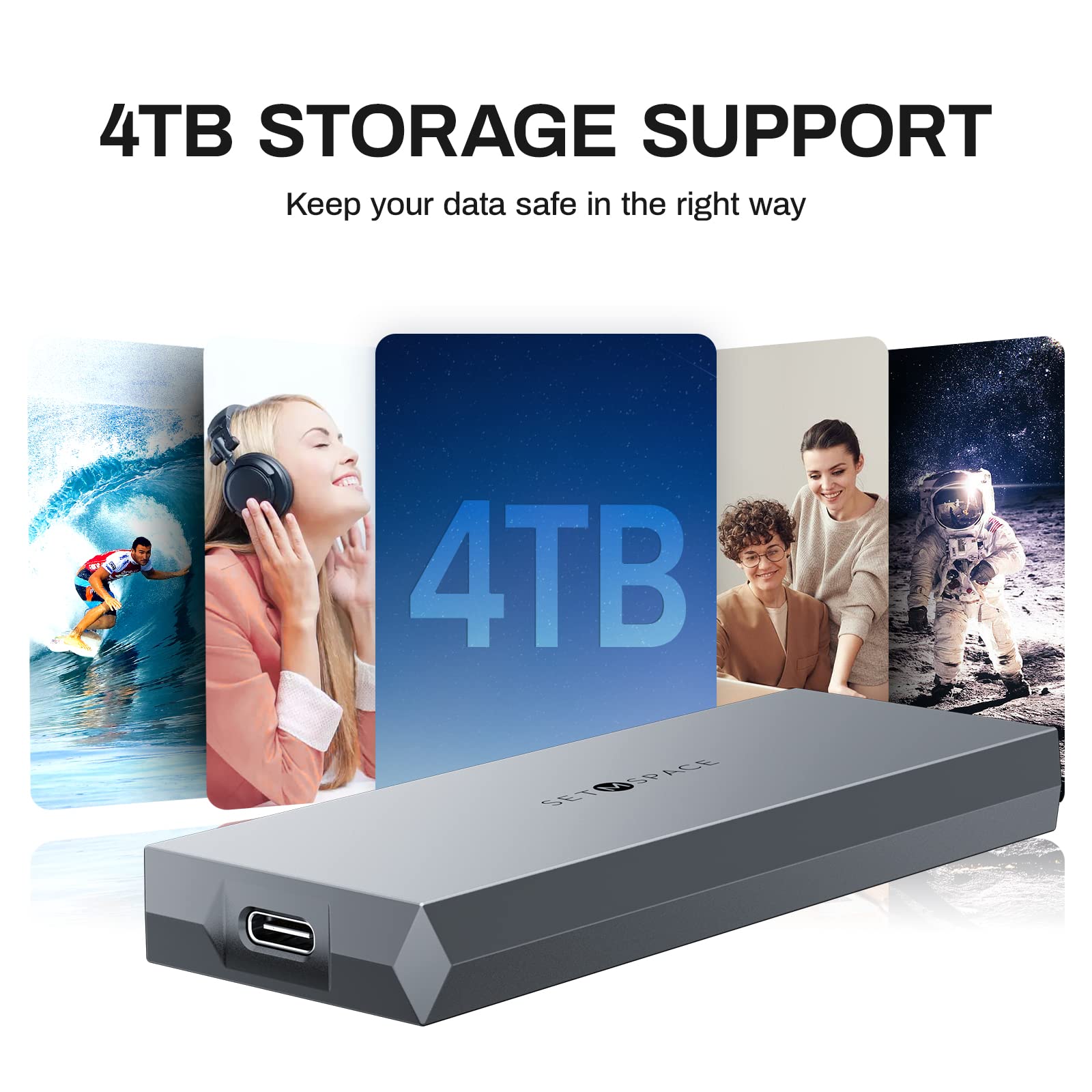 Premium Aluminum Alloy NVMe SSD Enclosure - 10Gbps USB 3.2 Gen 2 M.2 NVMe External Case for 2230/2242/2260/2280 SSDs with USB-C & USB-A Cables - Durable Screw-Fixed Design for Gaming, Video Editing & Data Backup