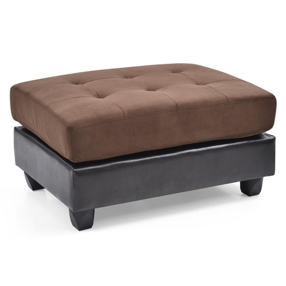 Premium Micro-Suede Upholstered Ottoman in Chocolate Brown - Soft Footrest, Storage Bench & Accent Seat for Living Room, Bedroom & Home Decor