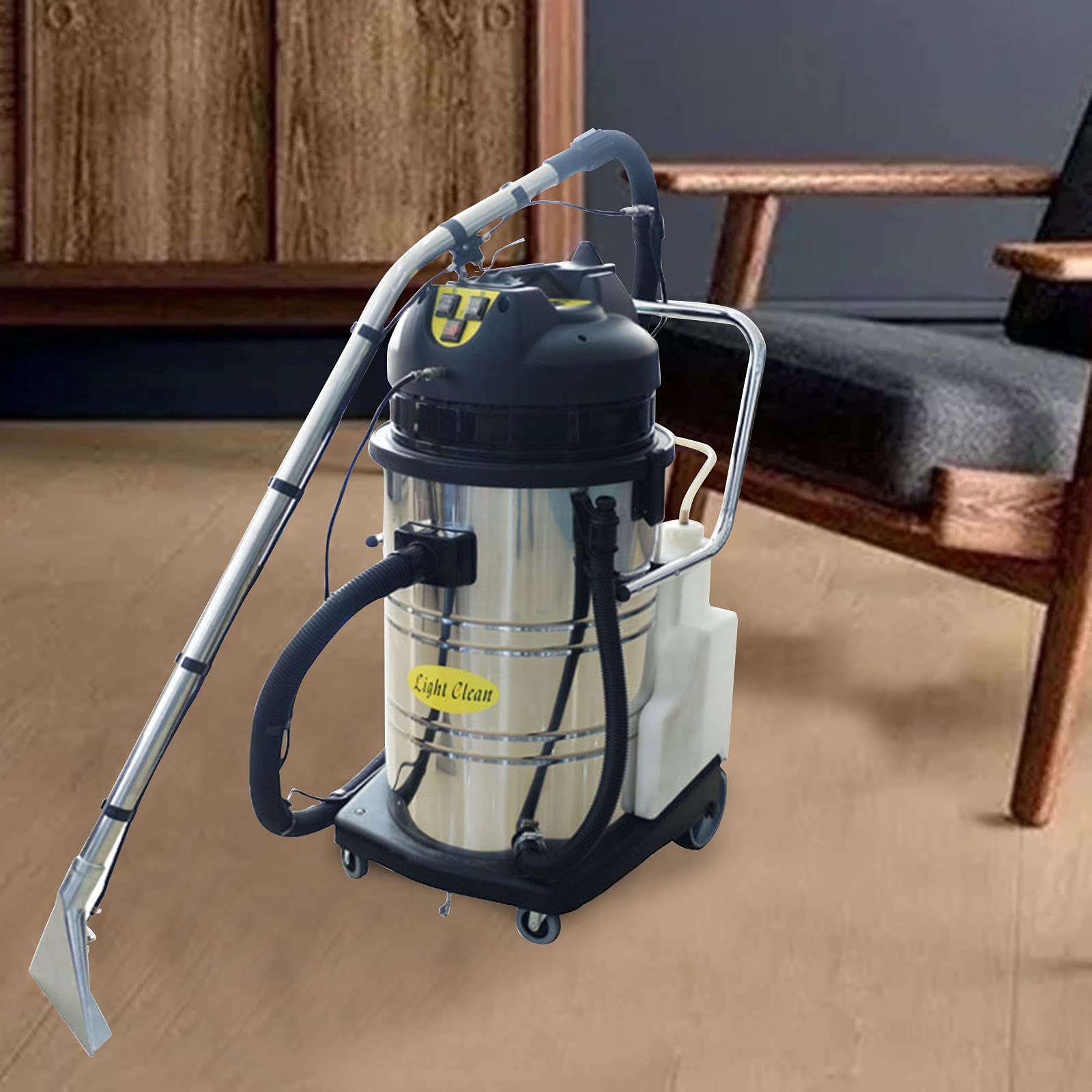 DNYSYSJ 60L Commercial Carpet Cleaner Machine - Heavy Duty Stainless Steel Carpet & Upholstery Cleaner with Powerful Suction for Deep Cleaning Carpets, Sofas, Curtains - Ideal for Home, Office, Hotel, and Car Cleaning