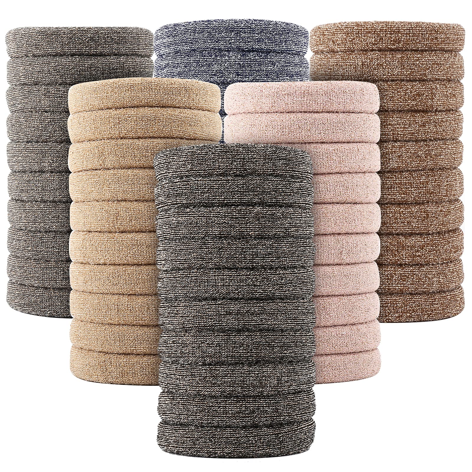 BAOLI 60PCS Large Hair Ponytail Holders - Seamless Hair Ties for Thick Hair, Soft Cotton Hair Bands for Women & Girls - Perfect for Workouts, Yoga, and Everyday Styling