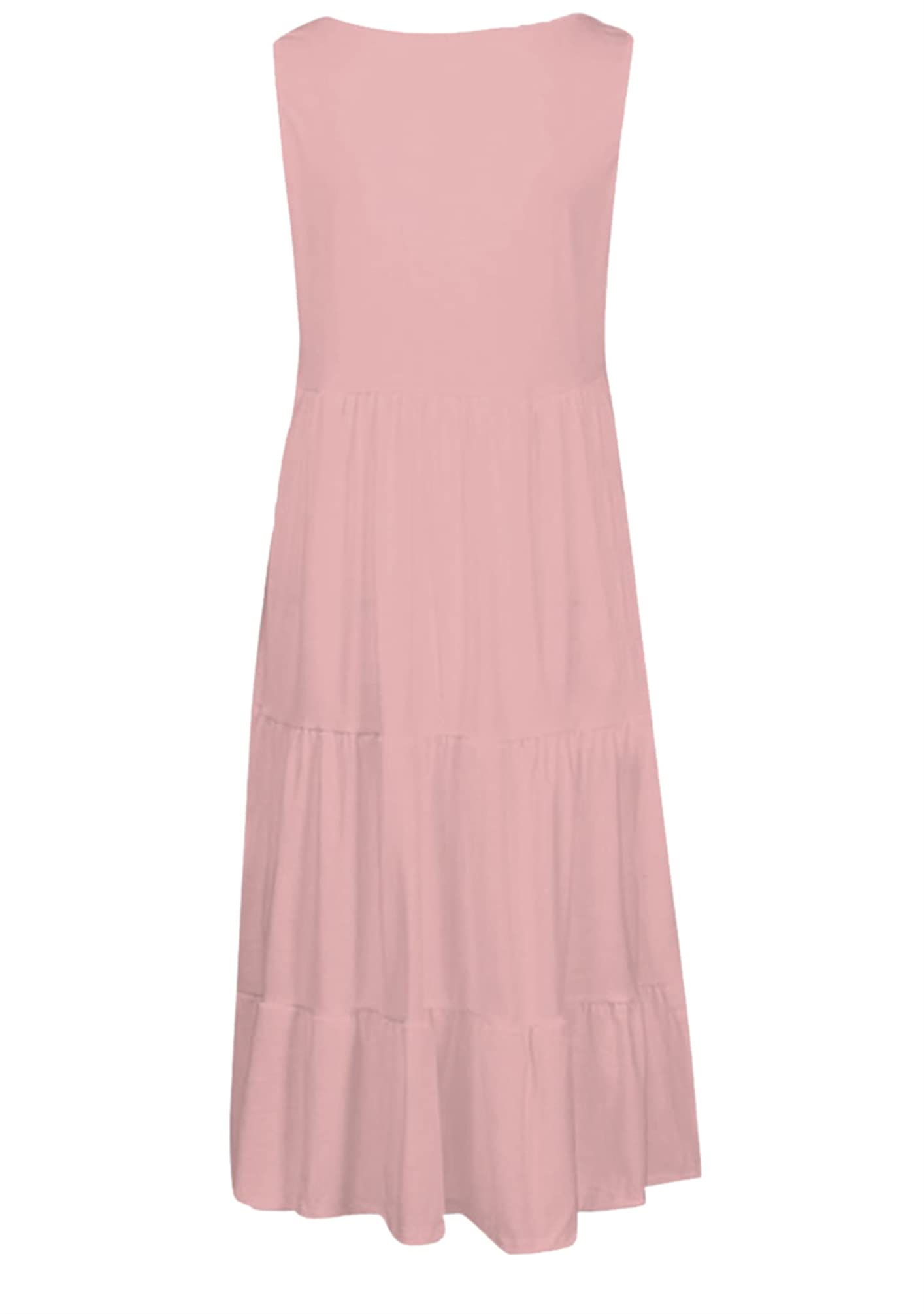 OMZIN Women's Sleeveless Beach Dress - Loose Swing Tank Midi Casual Summer Dress for Vacation, Pool Party & Outdoor Activities